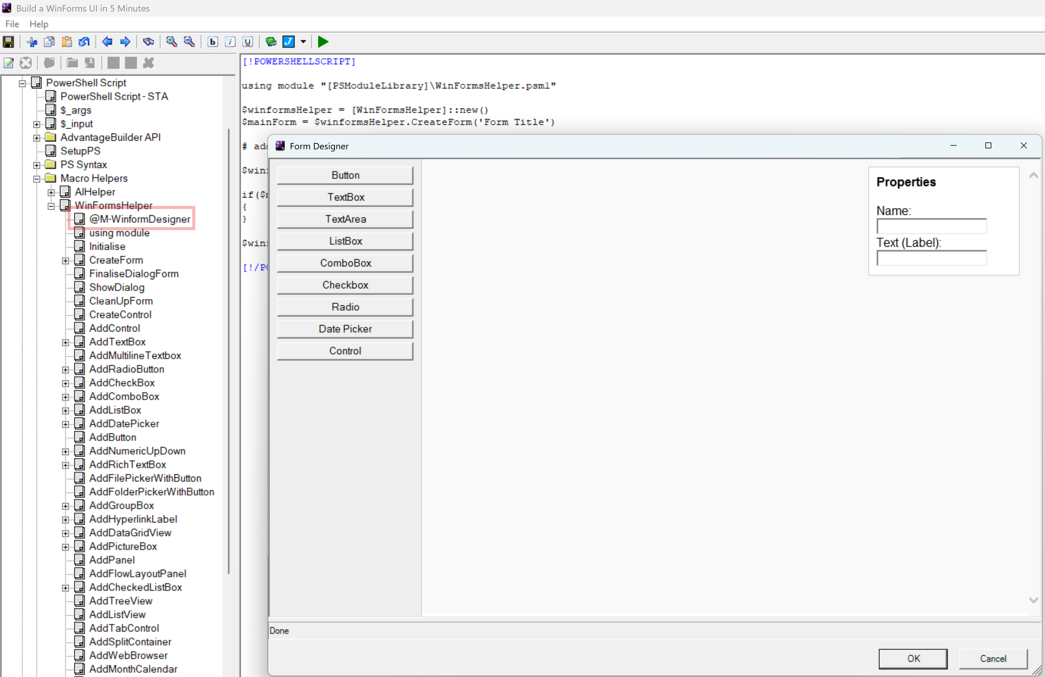 WinForms Designer UI